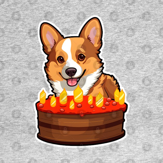 Birthday Cake Happy Corgi by beangeerie